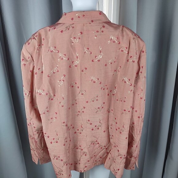 Maggie McNaughton Peach Pink Floral Flower Button Up Blazer, Jacket. Size 22W - Picture 4 of 10